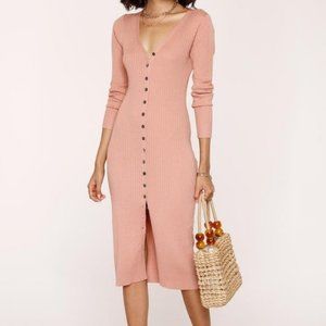 Button Down Ribbed Cardigan Sweater Dress
